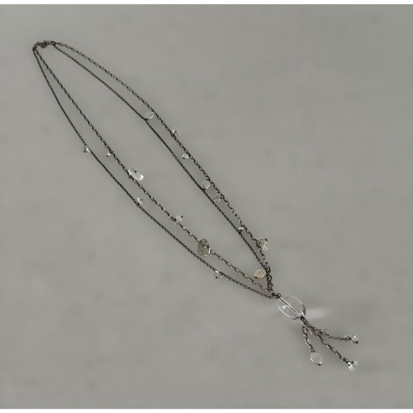 SILPADA quartz pearl double-strand necklace - N1492 sterling silver tassel drop - Picture 2 of 5